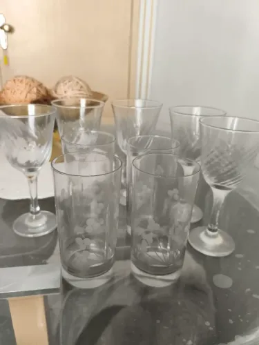 5 taças + 4 copos de cristal