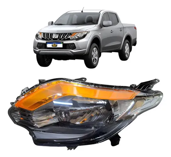 Farol Esquerdo L200 Triton 2017 A 2025 Mascara Negra Ambar