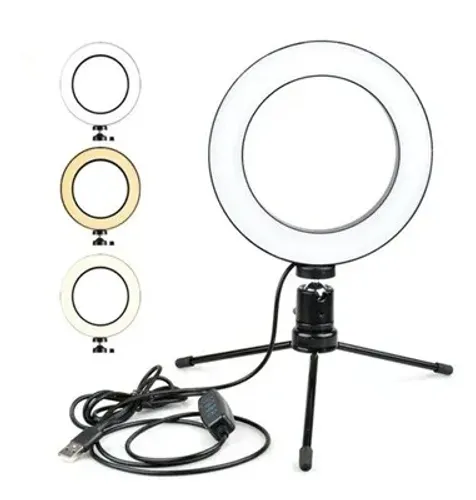 Ring Light 6 Polegadas 16cm 10w Usb Led Tripé Mesa