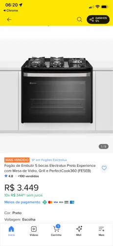 Fogão + Coifa Electrolux
