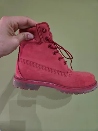 Bota timberland original couro Nobuck vermelho