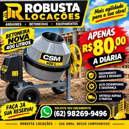 Betoneira Nova 400 Litros Apenas R$ 80,00 Diária