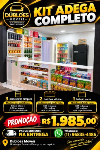 Kit adega prateleiras e balcões promoção
