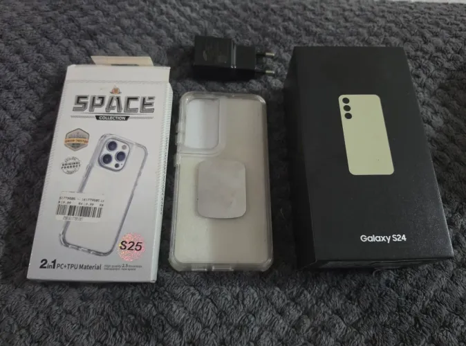 Caixa original samsung S24 com capa e carregador