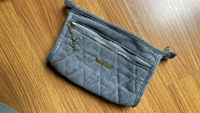 necessaire puket cinza e rosa