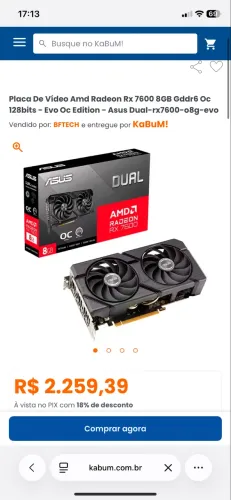 Placa de vídeo rx 7600