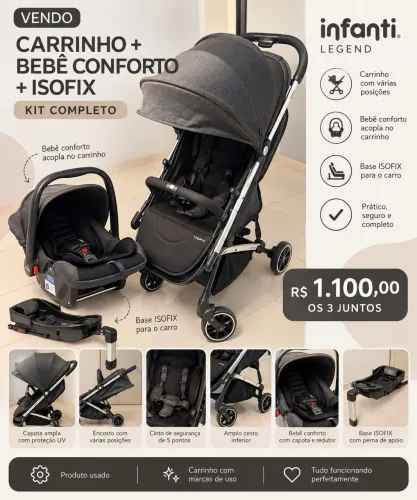 Carrinho de bebê+ isofix e bebê conforto