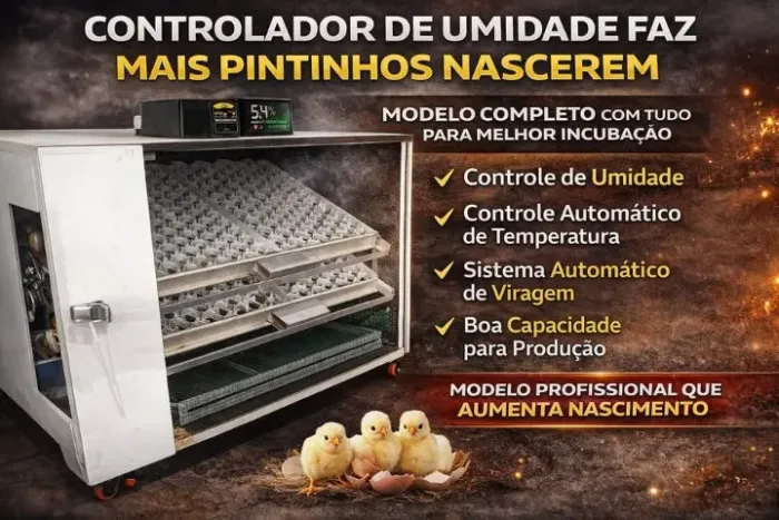Chocadeira Automática com Controle de Umidade - Maior Taxa de Nascimento 384 Ovos