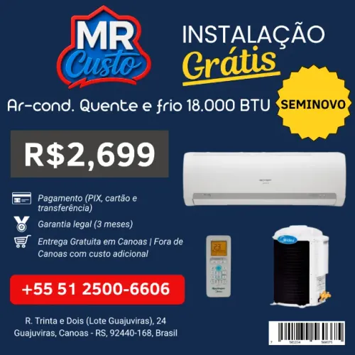 Ar-Condicionado Q/F Midea 18.000 BTU | Revisado, com Garantia e Frete Grátis | MR Custo