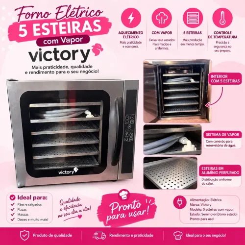Forno victory 5 esteiras a vapor