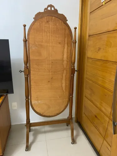 Espelho madeira maciça corpo inteiro articulado estilo rococó