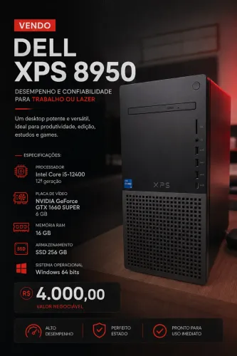 XPS 8950 - PC COMPLETO - I5 12400 - RX 1660 SUPER 6Gb