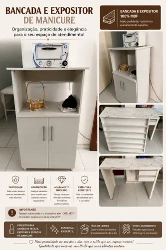 KIT BANCADA, EXPOSITOR E ARMÁRIO DE MANICURE