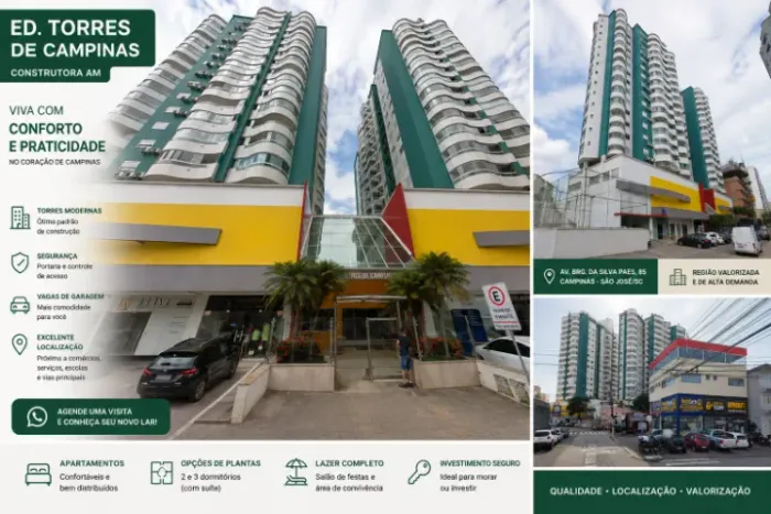 Torres de Campinas - 2d c/suíte e vaga !Andar alto e face leste:Direto com o proprietário
