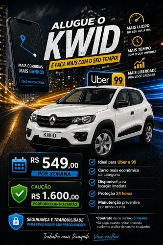 ALUGUEL PARA APLICATIVO Renault kwid <br>?Renault Kwid - Super Econômico