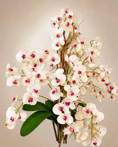 Arranjo Orquídeas Brancas Artificiais Luxo Grande