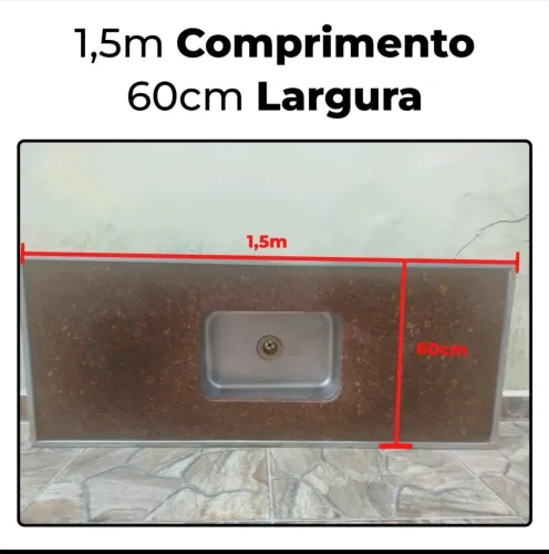 Pia de Cozinha 1,5m X 60cm Com Cuba 