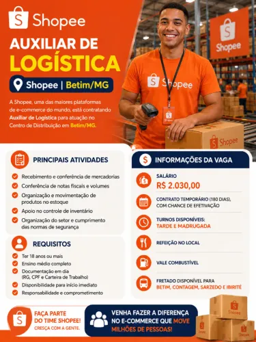 Auxiliar de Logística - Shopee Betim/MG