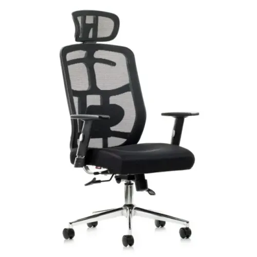 Poltrona Executiva Tela Preta Ajuste Ergonômico Premium 30004