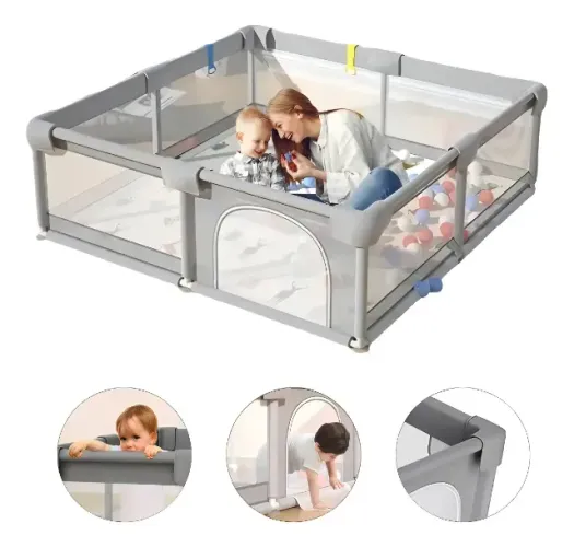 Cercadinho bebé grande chiqueirinho infantil cercado 180x150 cor cinza Pluggei