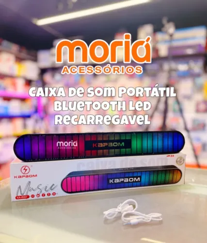 Caixa de Som Bluetooth Kapbom Music KA-8557 RGB - Potência, Estilo e Som de Qualidade