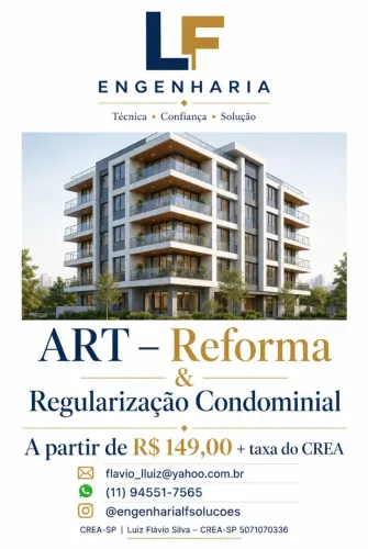 Engenheiro Civil para Emissão de ARTs + laudo técnico para reformas em condomínio