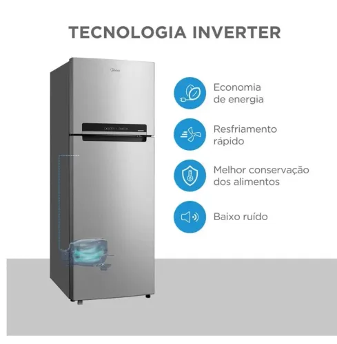 Geladeira Midea 394L Frost Free Inox (MDRT533EVD501) - Nova, Lacrada com NF e garantia