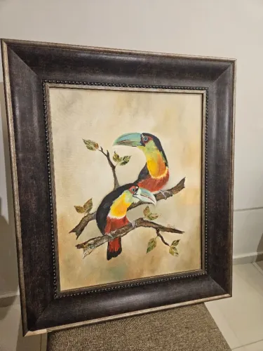 Moldura com pintura sobre óleo
