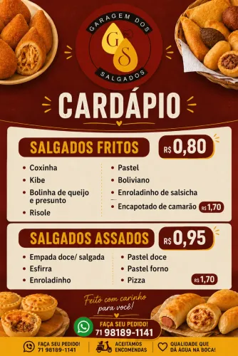 Promoção Salgados 0,75 congelado