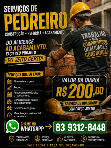 Serviços de pedreiro em geral 