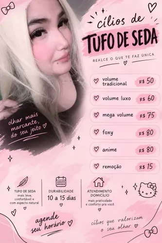 cílios | extensão de cílios com tufos de seda ?