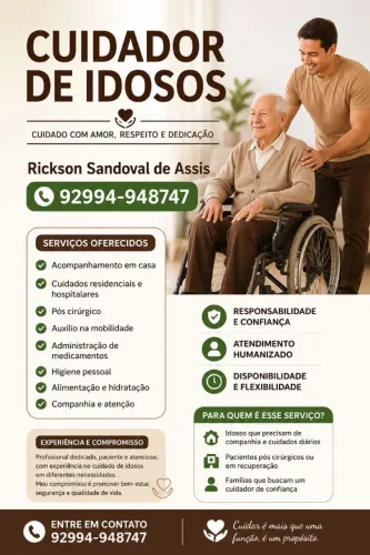 Acompanhante hospitalar e cuidador 