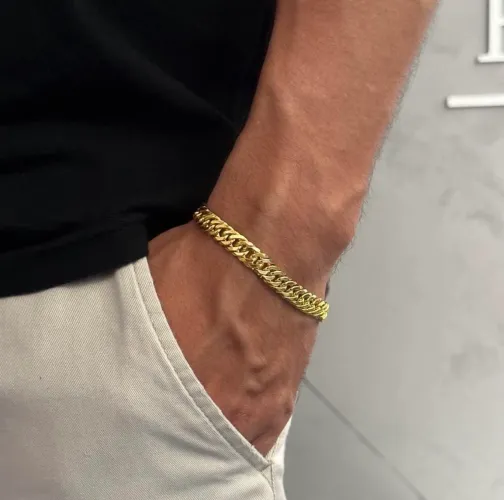 Pulseira Grumet Banhada ouro 18k duplo verniz de proteção 1 ano de garantia