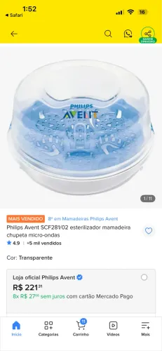 Esterilizador de mamadeira AVENT