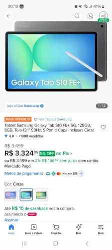 Tablet Samsung S10 FE Plus 5G