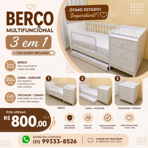 Berço Multifuncional 3 em 1
