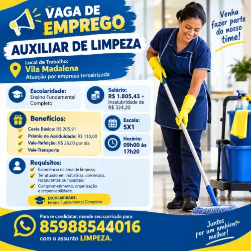 Auxiliar de Limpeza | Vila Madalena, SP