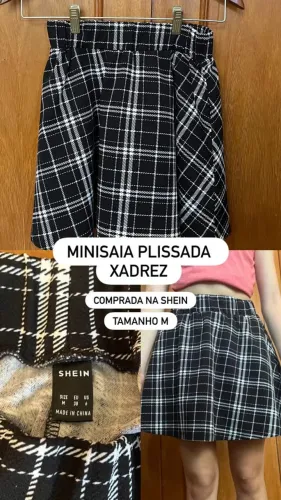 MINISAIA PLISSADA XADREZ
