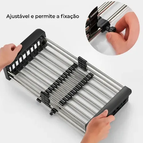 Cesto Escorredor Aço Inox 304 Ajustável Cozinha Louça Inox Cuba Pia, sem uso (com falhas)