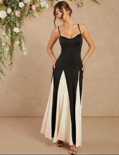 Vestido elegante preto e branco 