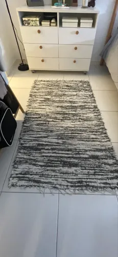 Tapete natural algodão mescla com cinza escuro