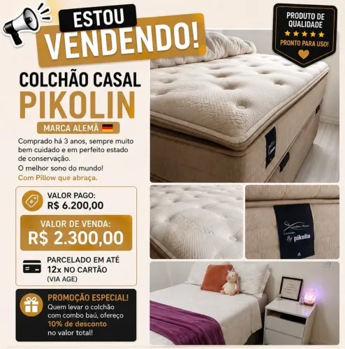 CAMA CASAL PIKOLIN (Alemã) E BASE BAÚ