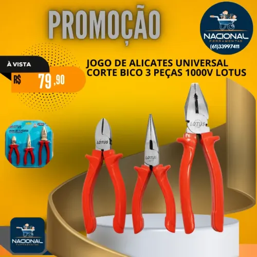 Jogo De Alicates Universal Corte e Bico 3 Peças 1000v Lotus