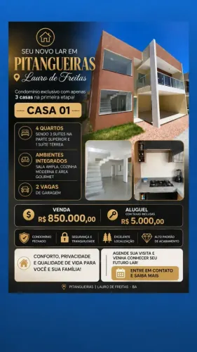 Casa em Condomínio 4 quartos Pitangueira -Lauro de Freitas