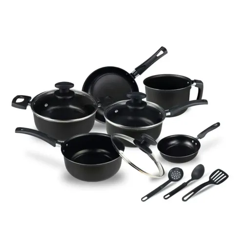 Jogo de Panelas Kit 9 Pçs Antiaderente Tampa Vidro Teflon