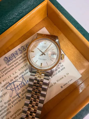 Rolex Datejust 1601 Linen Dial 36mm Ouro e Aço | Mostrador Raro | Vintage Colecionável