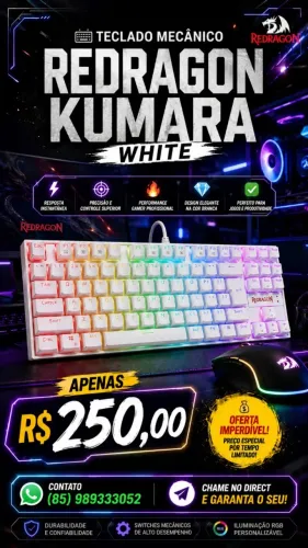 Teclado Mecânico Redragon Kumara White