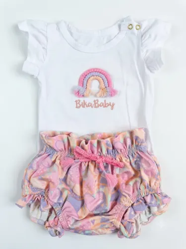 Conjunto Body Algodão + Tapa Fralda Marca: Bika Baby