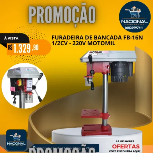FURADEIRA DE BANCADA MOTOMIL FB-16N 1/2CV - 1595RPM