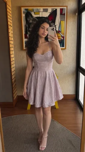 Vestido de Festa rosé com brilho